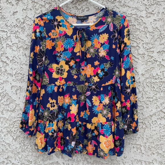 Rachel Zoe Tops - RACHEL ZOE Floral Peasant Blouse With Neck Tie